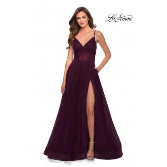 La Femme Dresses & Skirts - LA FEMME 30334 Dark Berry Ball Gown Size 4 NWT